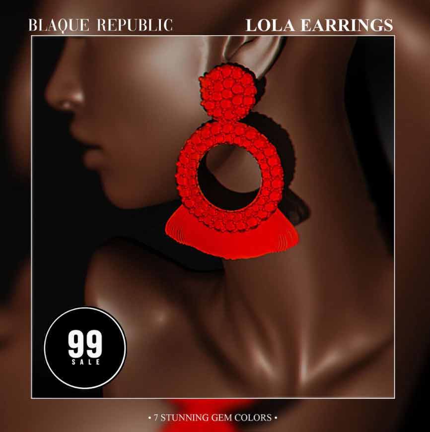 Blaque Republic. Lola Earrings 99. Sale