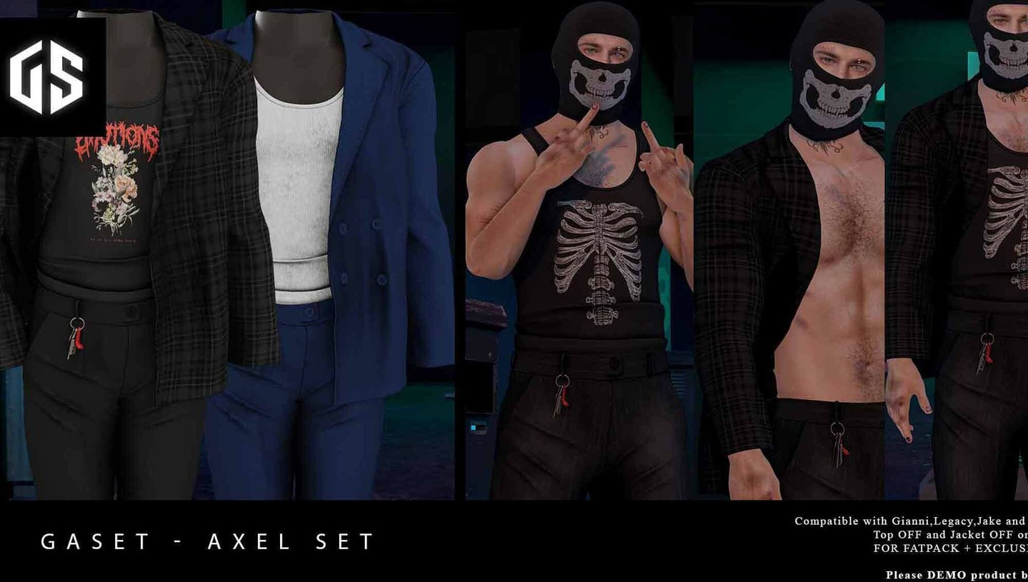 GASET. Axel set – NEW MEN

GASET

GASET x ACCESS MAY ROUND HAS ARRIVED!Axel set at ACCESS Today

-Compatible with Gianni,Jake,Legacy and Kario bodies-HUD in FATPACK Only-Be aware! This set is sold separately Option without jacket or shirt only in fatpack-PLEASE DEMO PRODUCT BEFORE PURCHASE.

GASET loves you!

 1k Giveaway exclusif YOUTUBE every week !😋

WEBSITETELEPORT

GASET – SHOP

 https://www.

⭐ join Discord: https://discord.gg/xmHfRpD

 #bestsecondlife #GASET #Mansl #MenSL #Mensl #NewSL #Secondlife #secondlifefashion #SL #slblogging

https://media-sl.com/?p=150301
