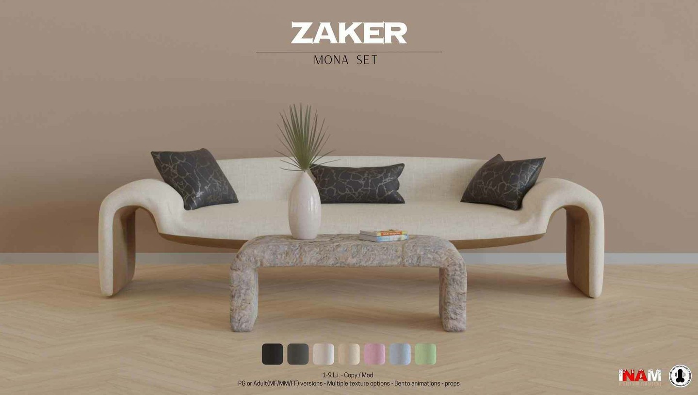 ZAKER. Mona set – NEW DECOR

 ZAKER

I present you Mona Set release for Dubai event!

The set included :

- Sofa PG or Adult with 7 texture options (9Li)
- Adult version now have MM / FF animations
- Physics cock & It's Not mine intgrated for adult
- Pillows with 3 shapes (1Li each)
- Rock coffee table (1Li)
- Plant vase (1Li)
- Books (1Li

⭐ join Discord: https://discord.gg/xmHfRpD

 #bestsecondlife #DECORsl #NewSL #NEWDECOR #newdecors #Papier #Secondlife #secondlifemode #SL #sblogging #ZAKER

https://media-sl.com/?p=154808