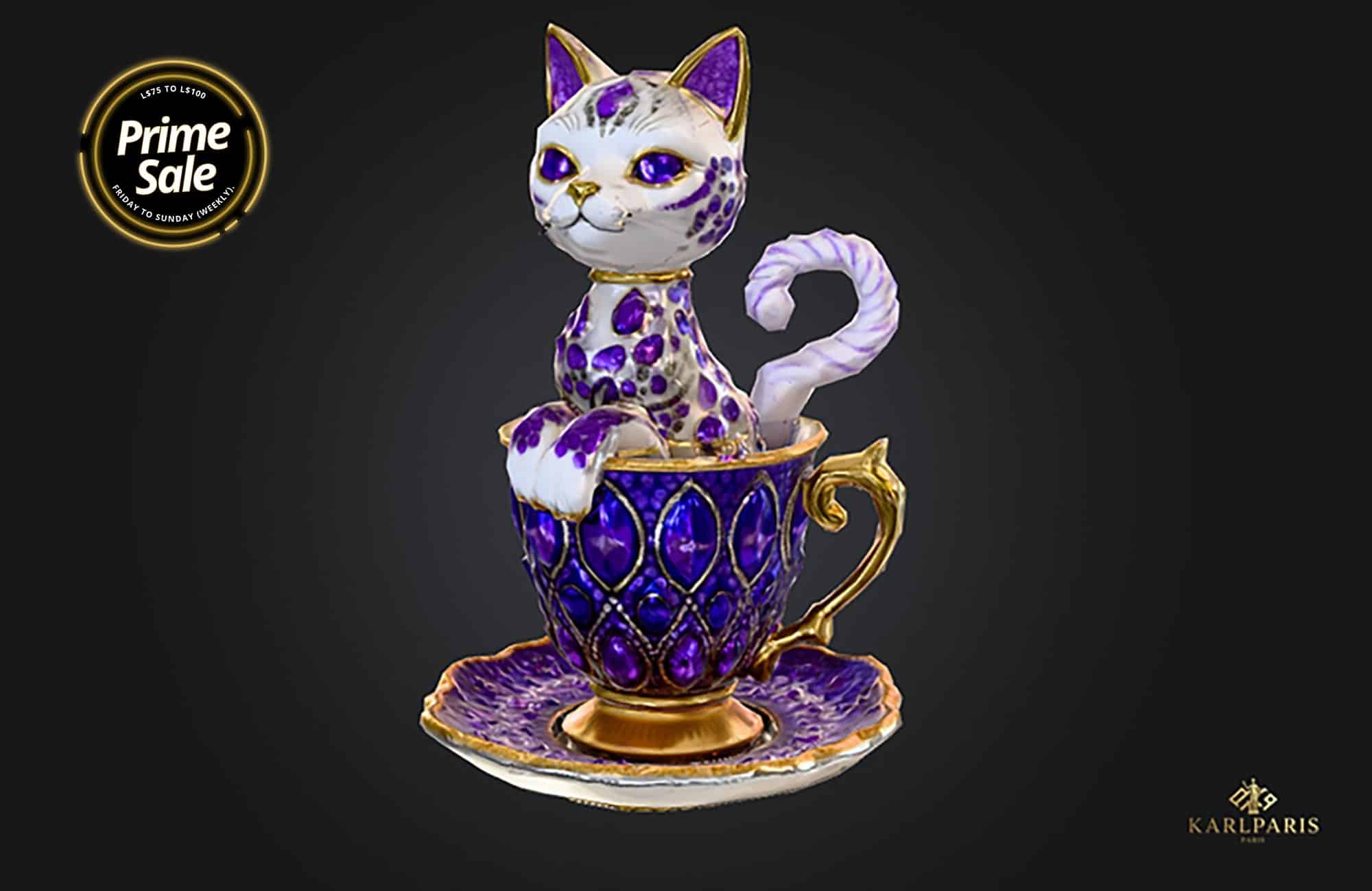 Karlparis Purple Gem Kitty Sculpture Primesale Second Life