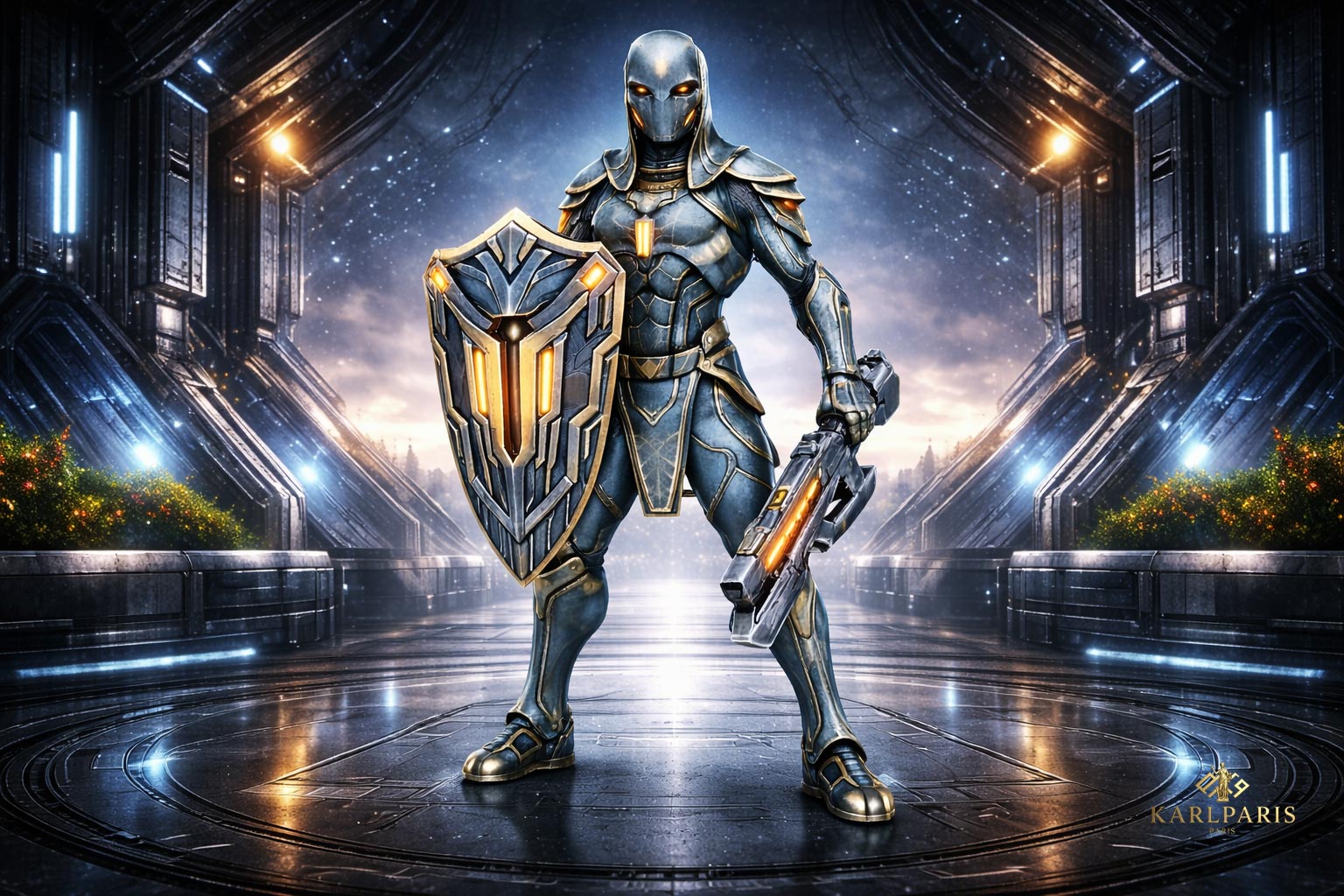 Cybernetic Sentinel Warrior Shield Blaster Second Life