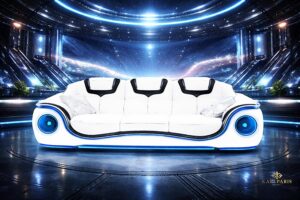 Futuristic White Neon Blue Sofa 1 Second Life