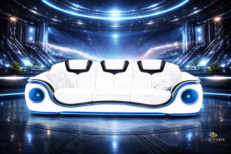 Futuristic White Neon Blue Sofa 1 Second Life