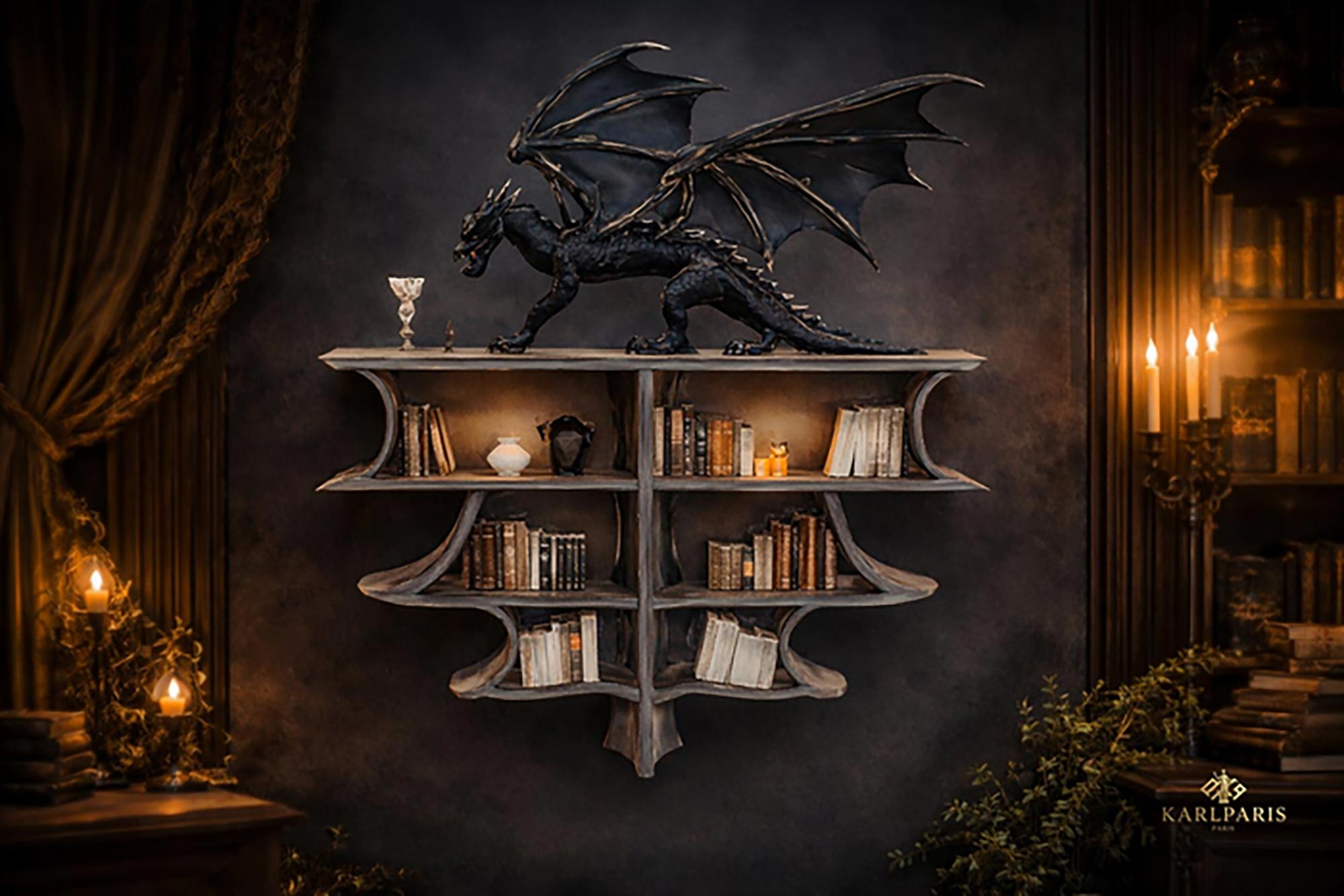 Gothic Dragon Wall Display Shelf 1 Second Life