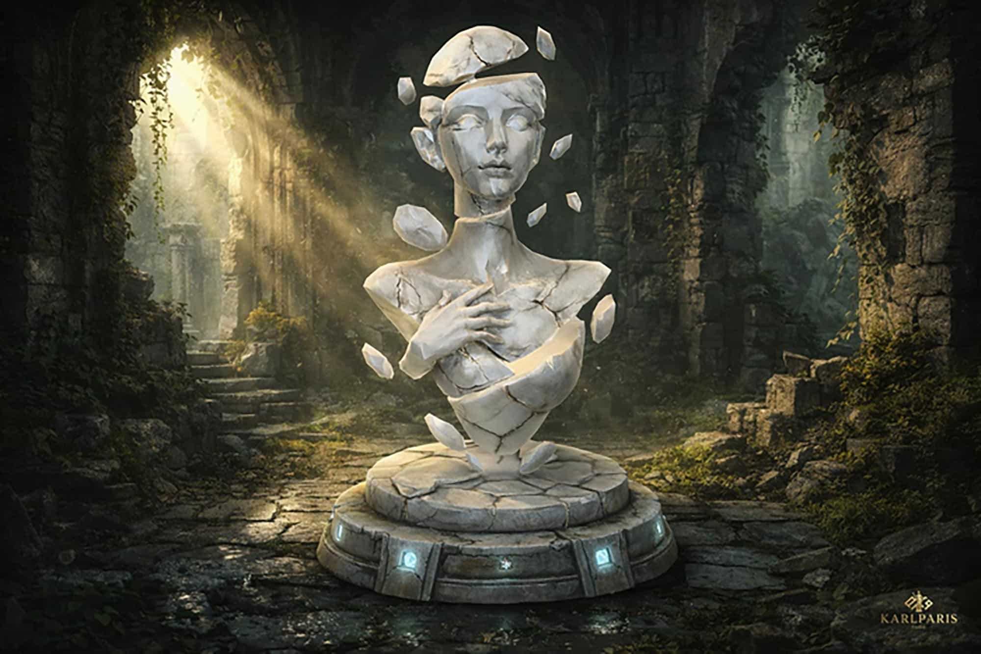 Shattered Marble Goddess Floating Fragment Bust 1 Second Life