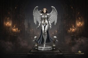 Cyber Angel Warrior Winged Statue Second Life