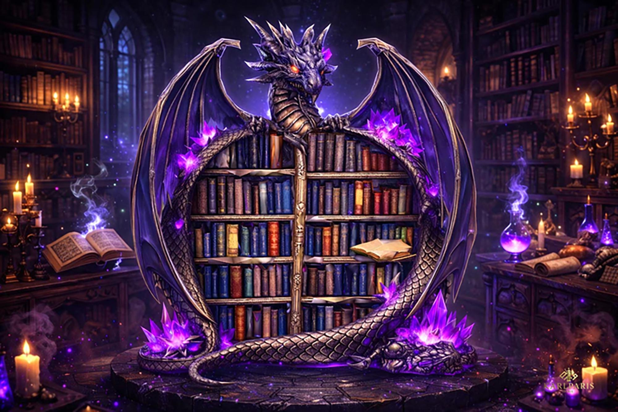 Dragon Library Bookshelf Second Life