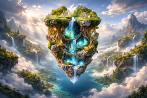 Floating Fantasy Island Waterfalls 1 Second Life