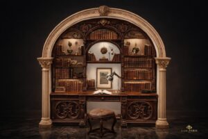 Grand Classic Library Desk Bookshelf Second Life