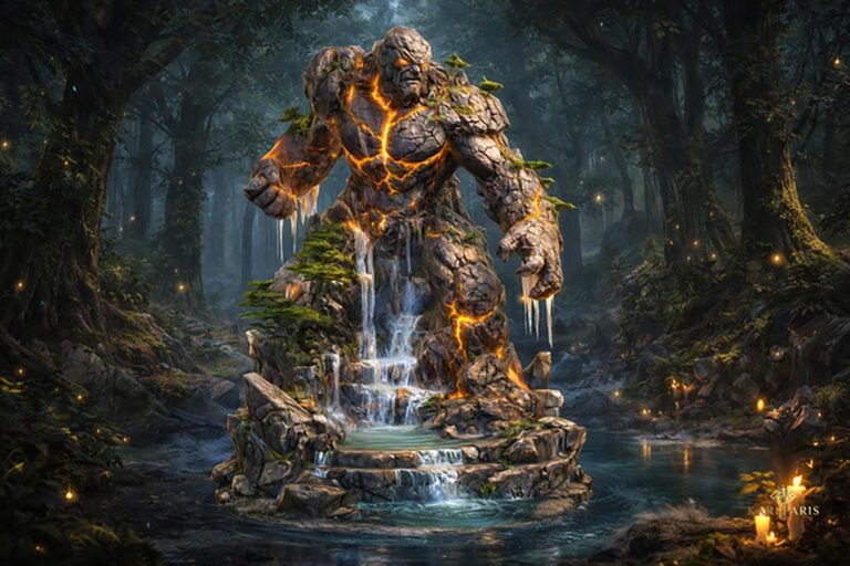 Lava Stone Golem Statue Second Life