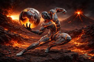 Lava Titan Holding Planet Second Life