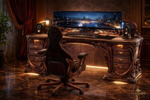 Ornate Gaming Desk Luxury Workstation Setup Second Life
