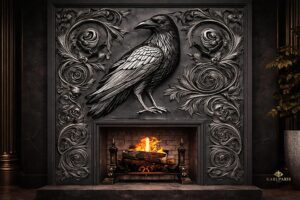 Raven Gothic Ornamental Fireplace Second Life