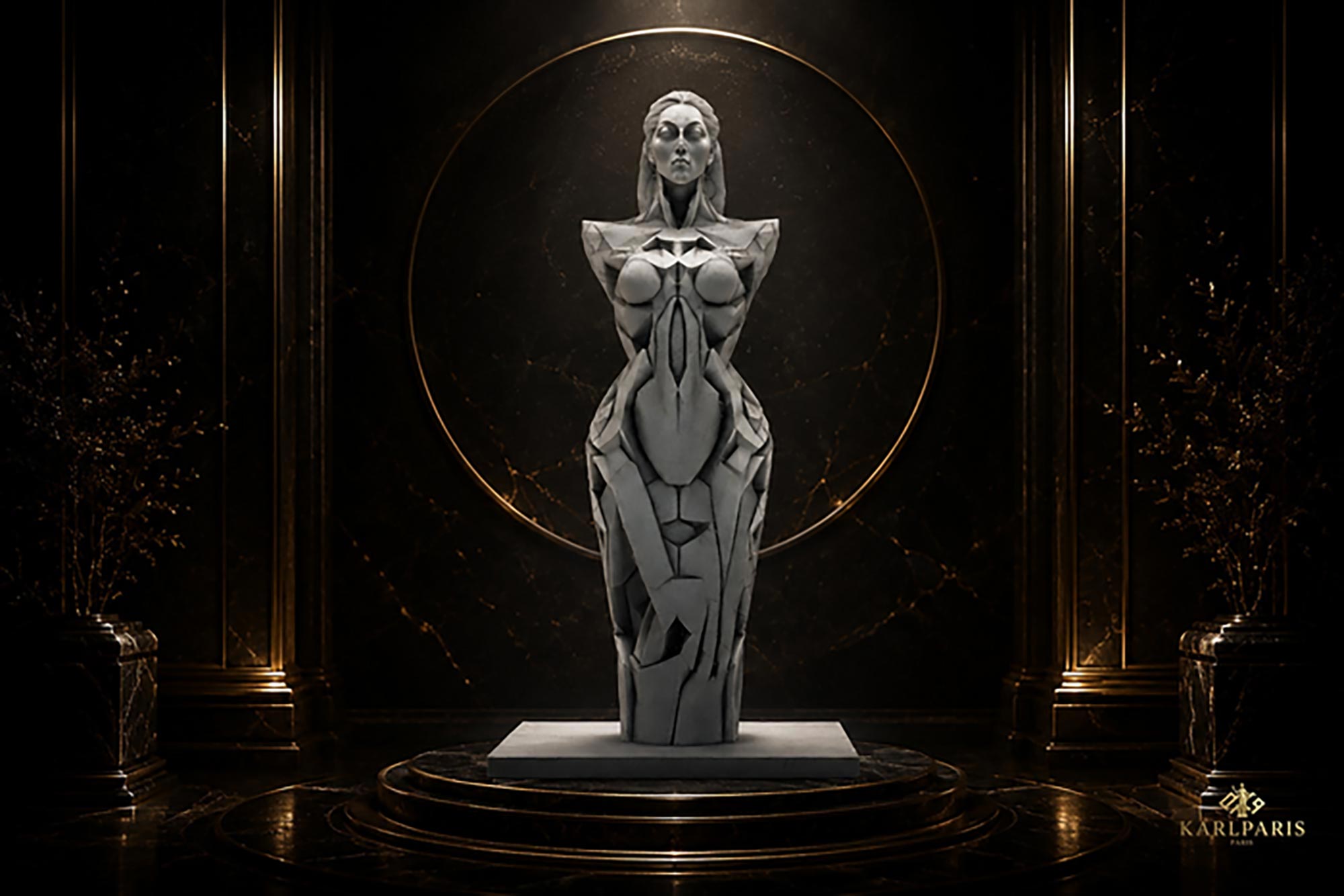 Abstract Gothic Woman Modern Cubist Fantasy Statue 1 Second Life