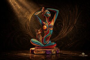 Abstract Meditation Goddess With Cat Colorful Spiritual Art Sculpture 1 Second Life
