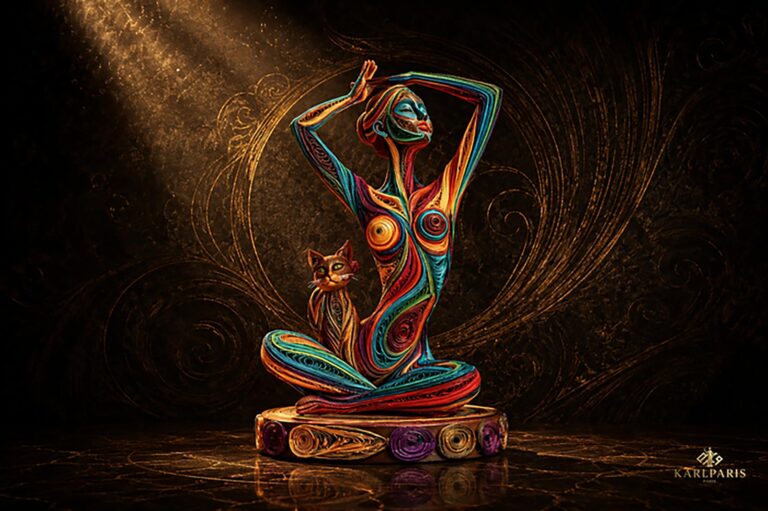 Abstract Meditation Goddess With Cat Colorful Spiritual Art Sculpture 1 Second Life