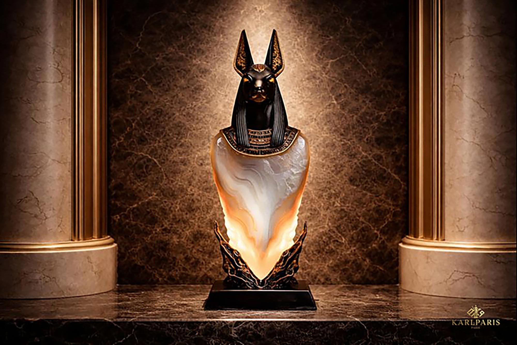Anubis Crystal Bust Egyptian God Luxury Statue Second Life