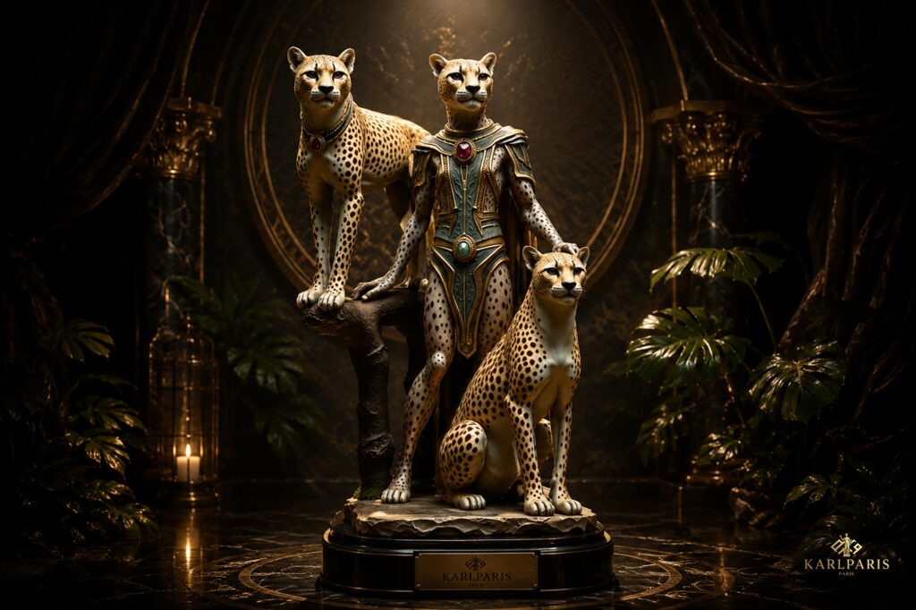 Cheetah Guardian Priestess Mythical Feline Fantasy Sculpture Second Life