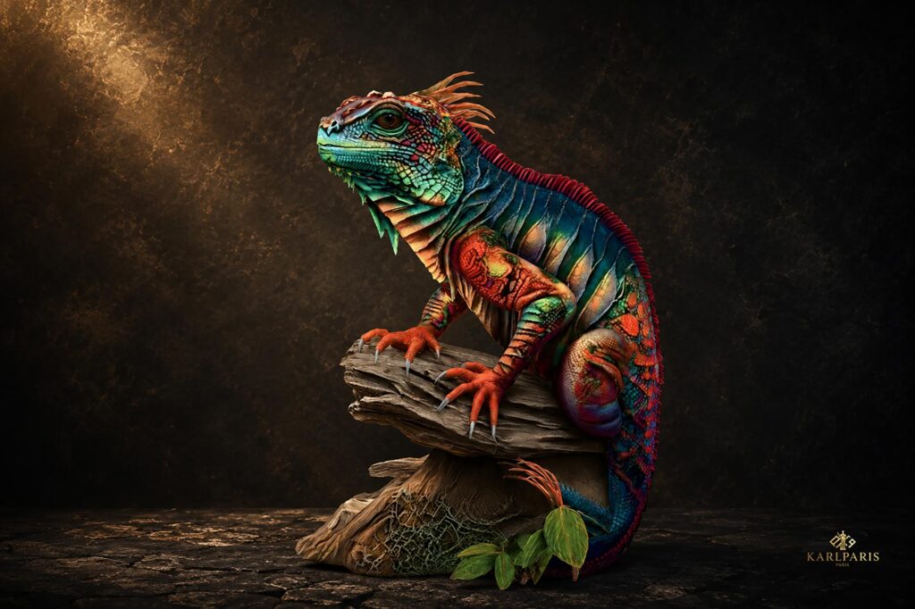 Colorful Fantasy Iguana Artwork Exotic Tropical Reptile Wall Art Second Life