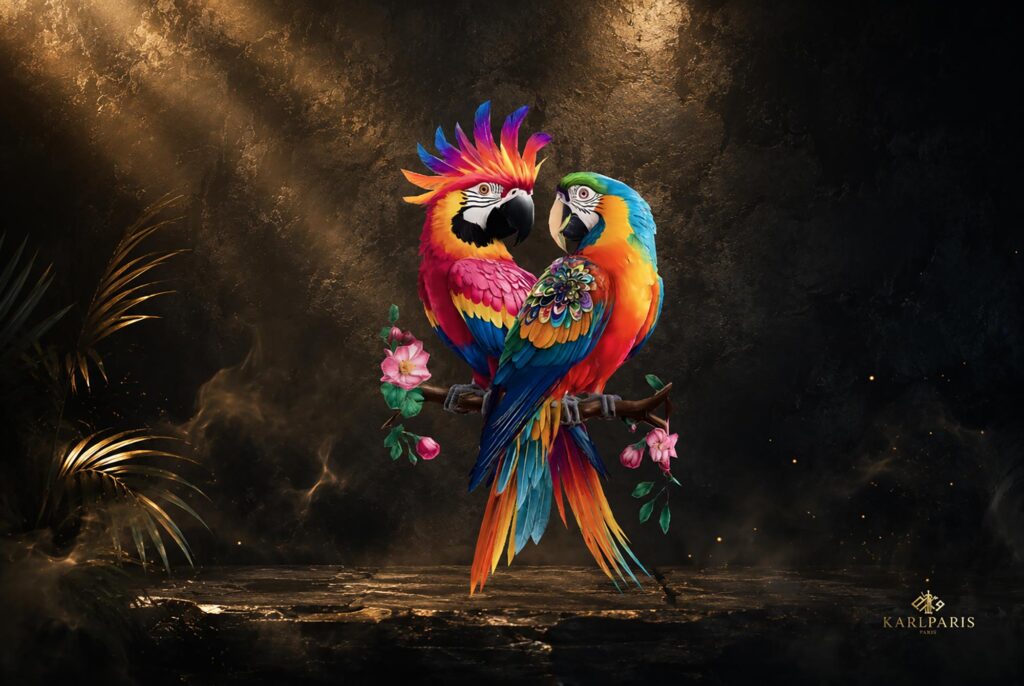 Colorful Tropical Parrot Couple Artwork Exotic Bird Fantasy Wall Art Second Life