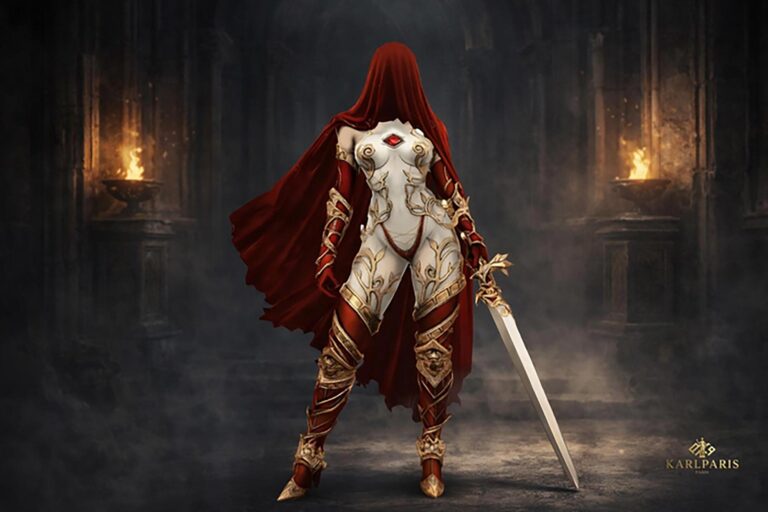 Crimson Veil Female Knight Fantasy Warrior Second Life