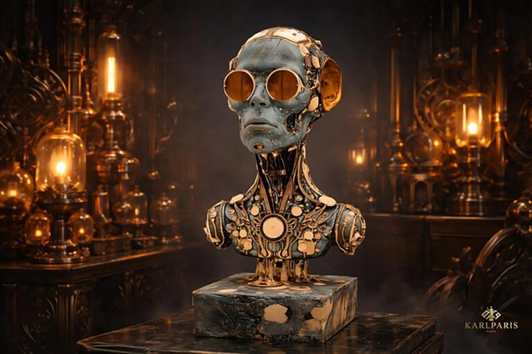 Cyber Alien Steampunk Bust Sculpture Second Life