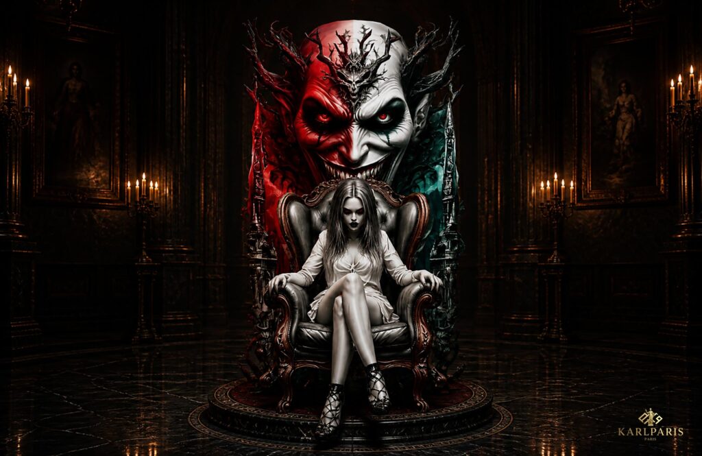 Dark Duality Queen Sculpture Gothic Horror Throne Art Figure Second Life