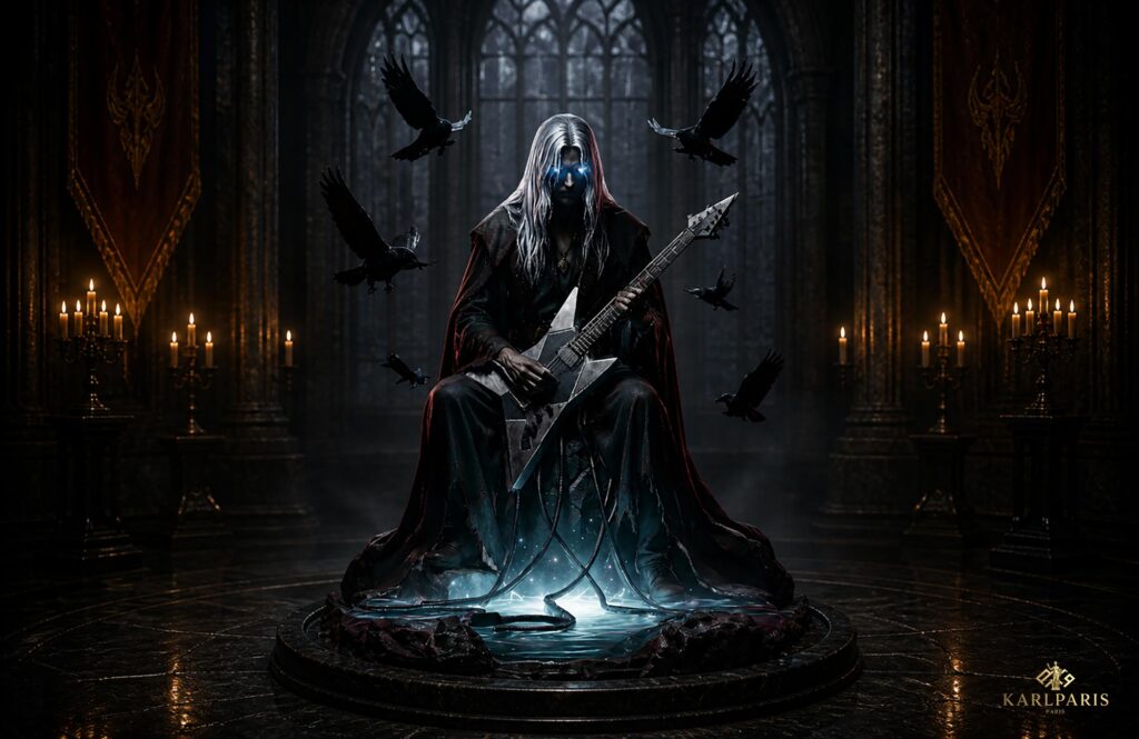 Dark Mystic Guitarist Sculpture Gothic Fantasy Rock Art Figure Second Life