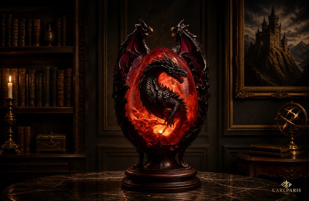 Dragon Egg Sculpture Fiery Fantasy Dragon Glowing Orb Second Life