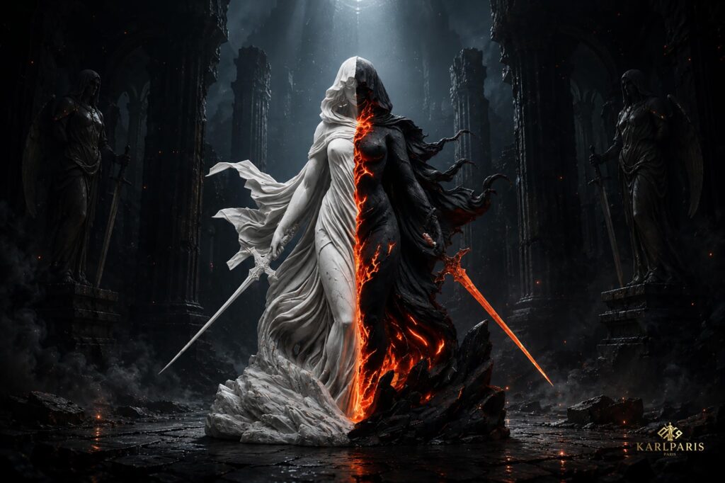 Duality Warrior Artwork Light And Darkness Fantasy Wall Art Second Life