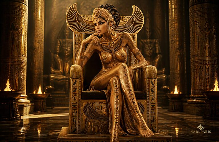 Egyptian Queen Hieroglyphic Throne Statue 1 Second Life