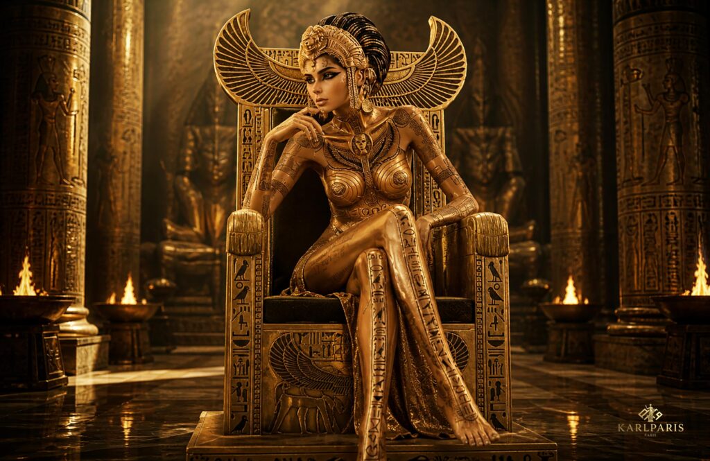 Egyptian Queen Hieroglyphic Throne Statue Second Life