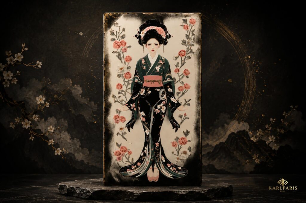 Elegant Geisha Japanese Floral Kimono Wall Art Second Life