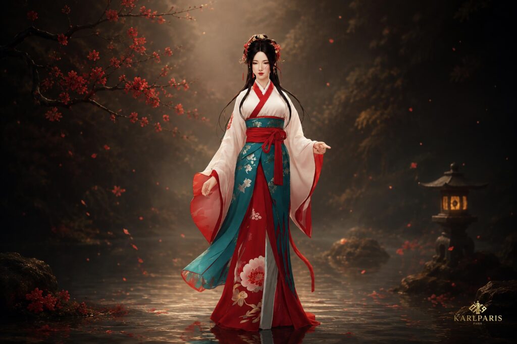Elegant Traditional Asian Woman Artwork Floral Kimono Fantasy Wall Art Second Life