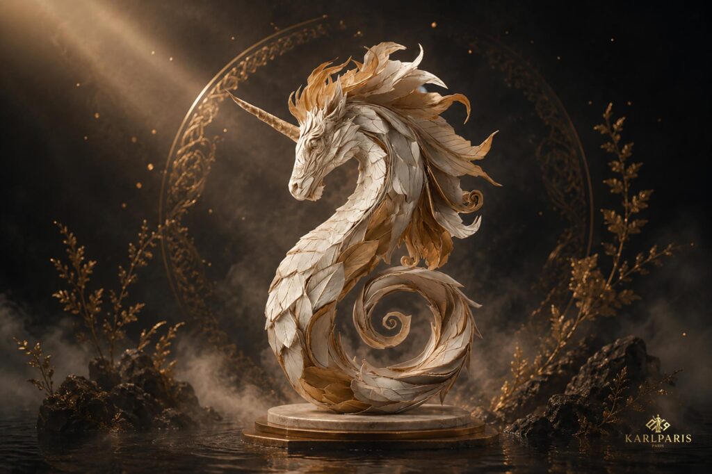 Elegant Unicorn Dragon Sculpture Artwork Fantasy Mythical Creature Wall Art Second Life