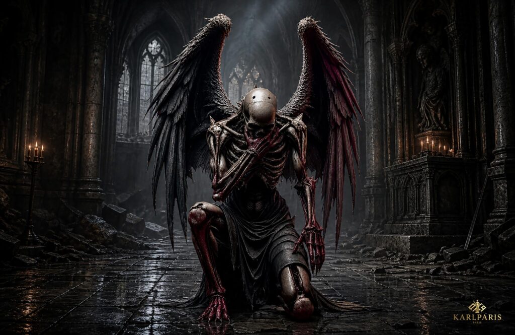 Fallen Angel Skeleton Dark Gothic Winged Sculpture Second Life