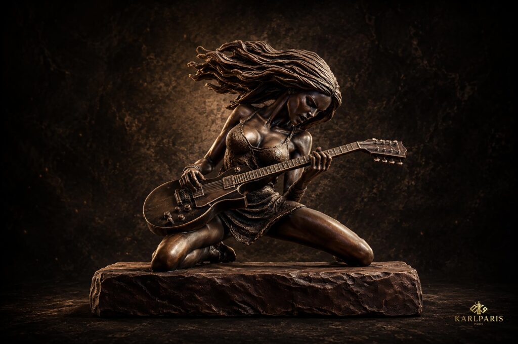Female Rock Guitarist Dynamic Musician Fantasy Sculpture Second Life