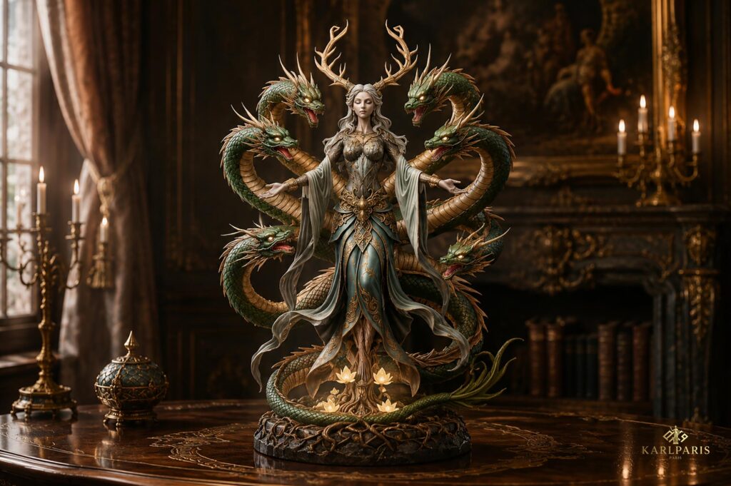 Forest Goddess With Serpent Dragons Mythical Fantasy Nature Guardian Statue Artwork Second Life