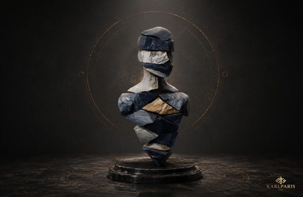 Fragmented Stone Human Bust Abstract Modern Sculpture Art Second Life