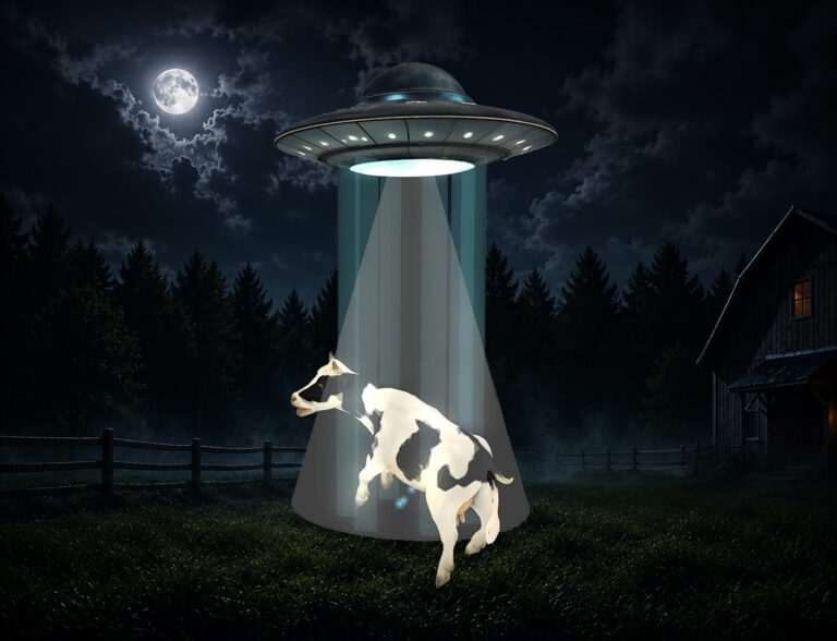 Funny Ufo Cow Abduction Artwork Alien Spaceship Scifi Second Life
