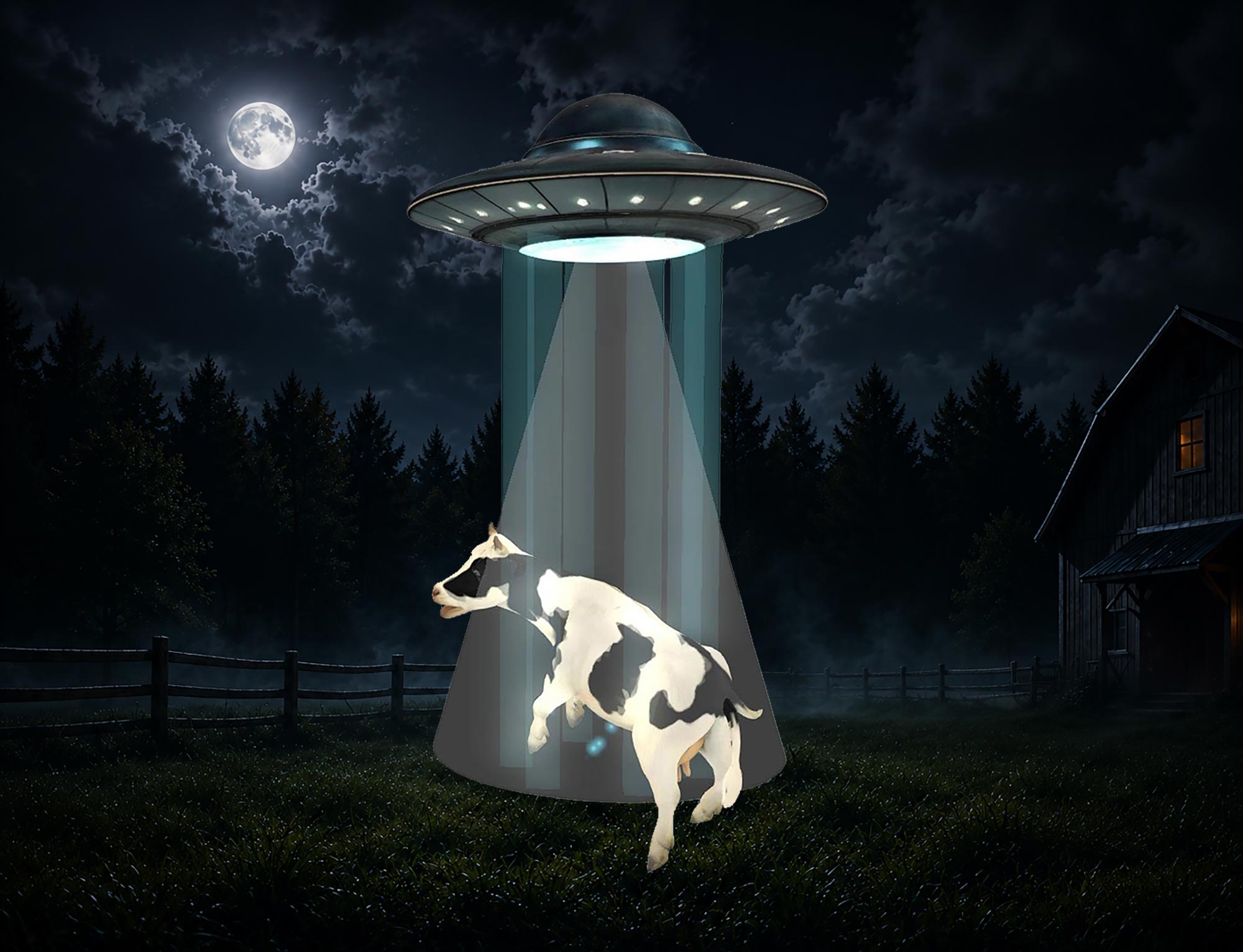 Funny Ufo Cow Abduction Artwork Alien Spaceship Scifi Second Life