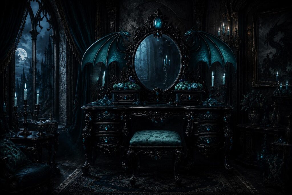 Gothic Dragon Dark Fantasy Vanity Mirror Sculpture Second Life