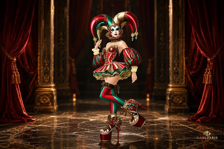 Harlequin Jester Doll Fantasy Carnival Queen Figurine Decor 1 Second Life
