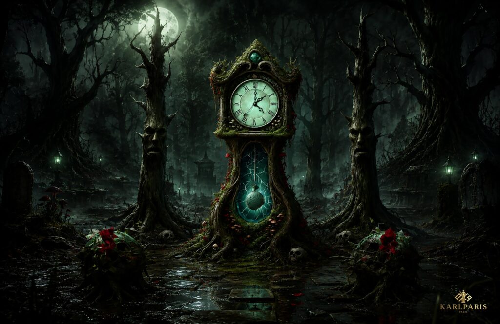 Haunted Forest Clock Dark Fantasy Gothic Timekeeper Sculpture Second Life