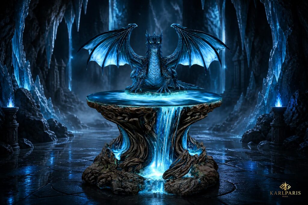 Ice Dragon Waterfall Fountain Fantasy Mythical Creature Decor Statue Second Life