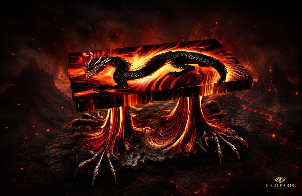 Infernal Dragon Lava Fantasy Fire Creature Table Second Life