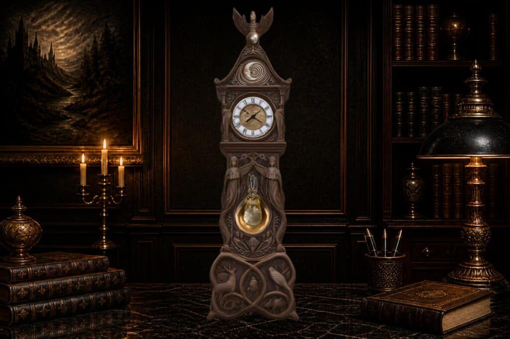 Ornate Grandfather Clock Sculpture Vintage Carved Wood Timepiece Art Second Life