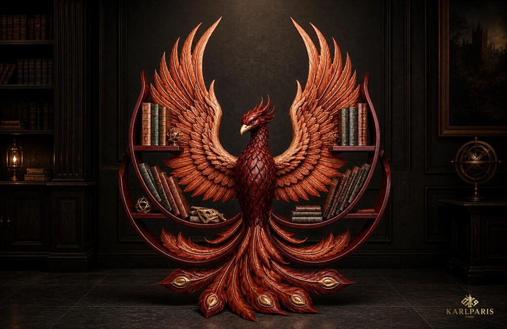 Phoenix Bookshelf Sculpture Artistic Winged Library Decor Second Life