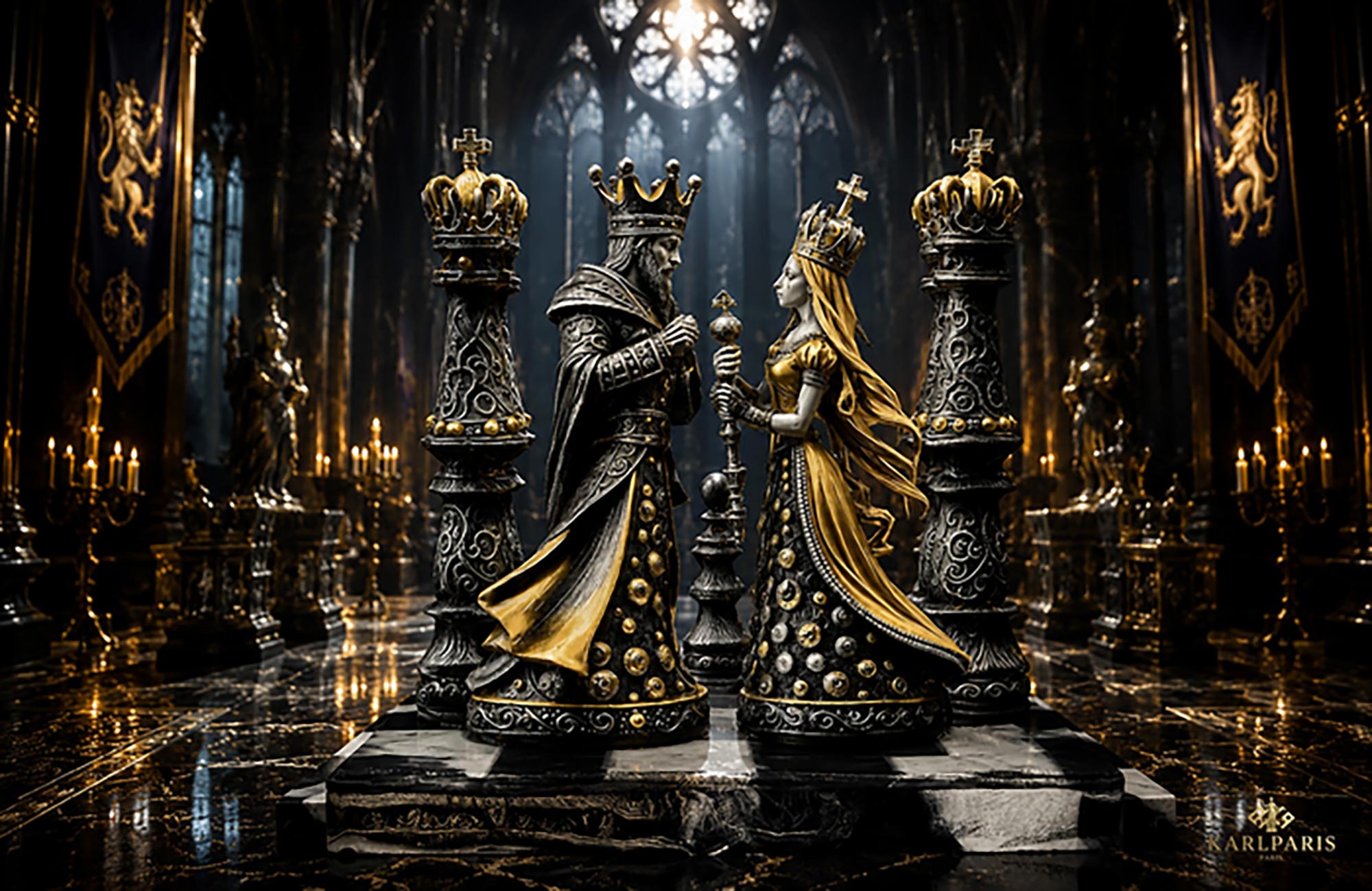 Royal Chess King Queen Gothic Fantasy Monarch Sculpture 1 Second Life