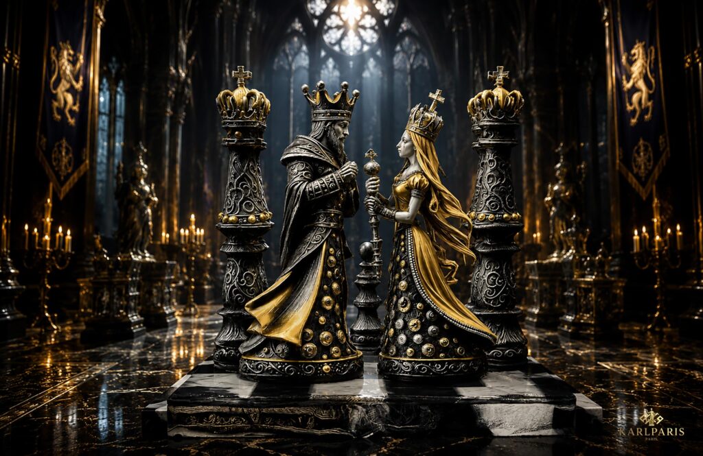 Royal Chess King Queen Gothic Fantasy Monarch Sculpture Second Life
